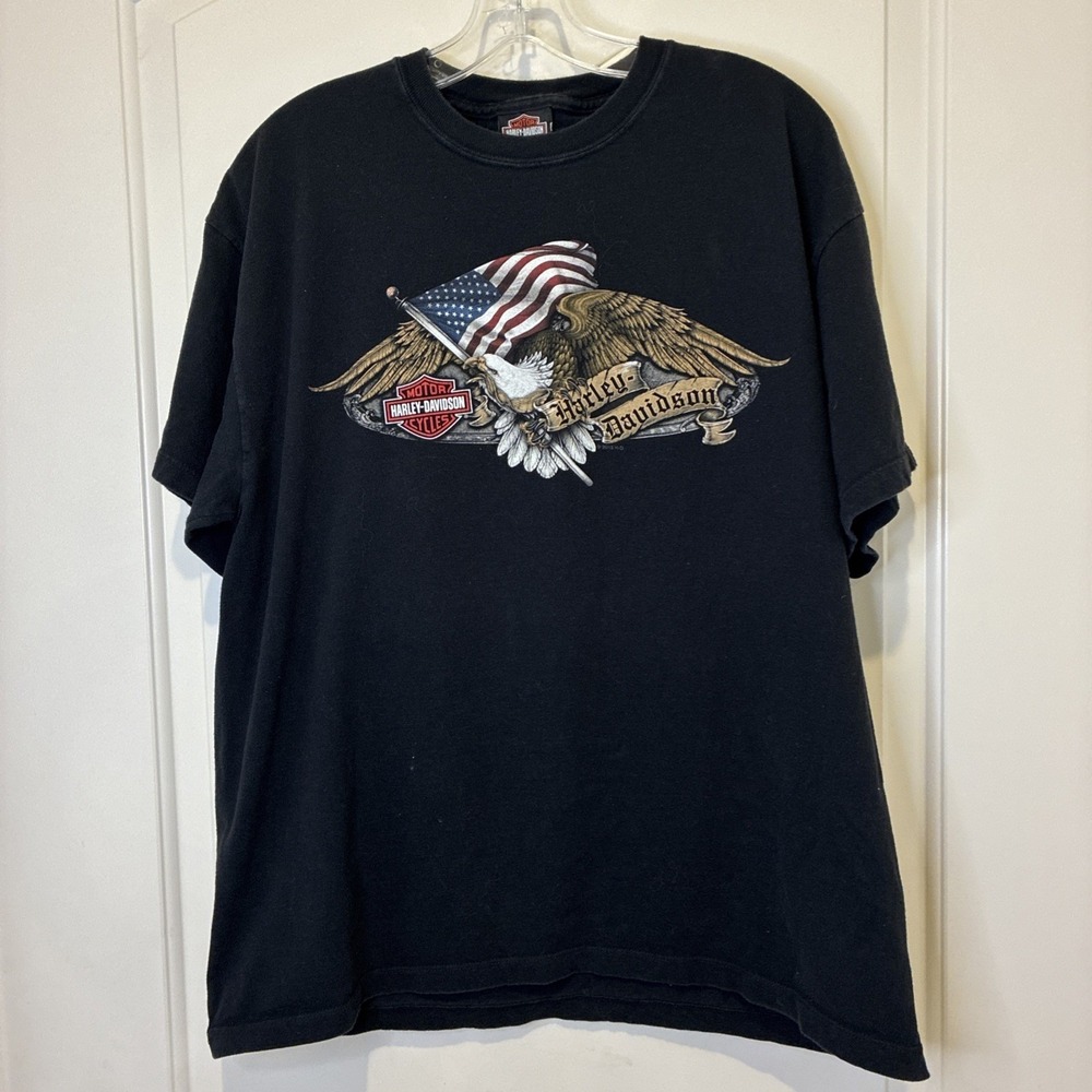 Harley Davidson San Juan Puerto Rico Eagle Flag T-Shirt Mens XL Black 2013 USA